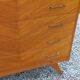 Vintage chest of drawers in blond and golden oak, compass legs and 4 drawers, 1950s