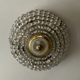 Vintage ceiling light with pendants and brass.