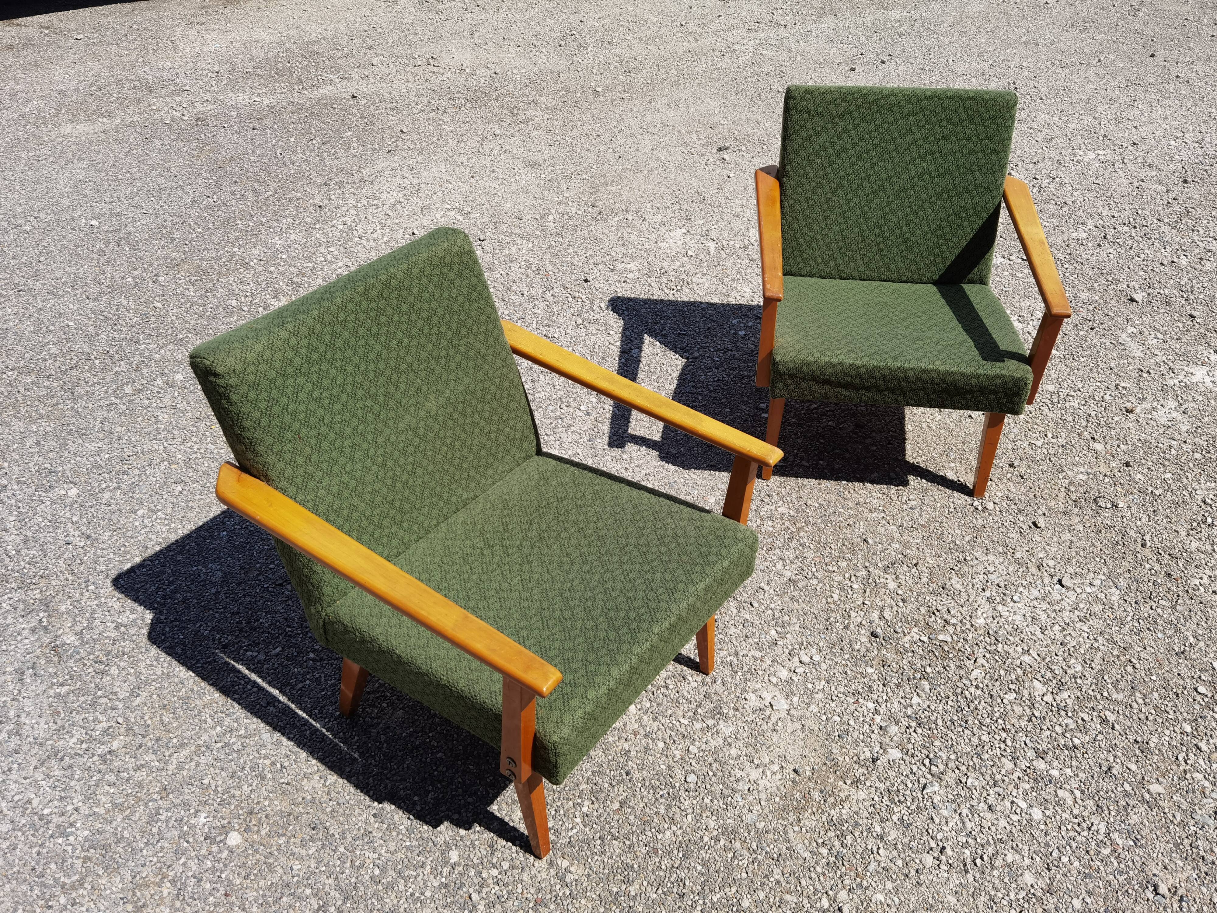 Pair of green Armchairs Tatra 1960
