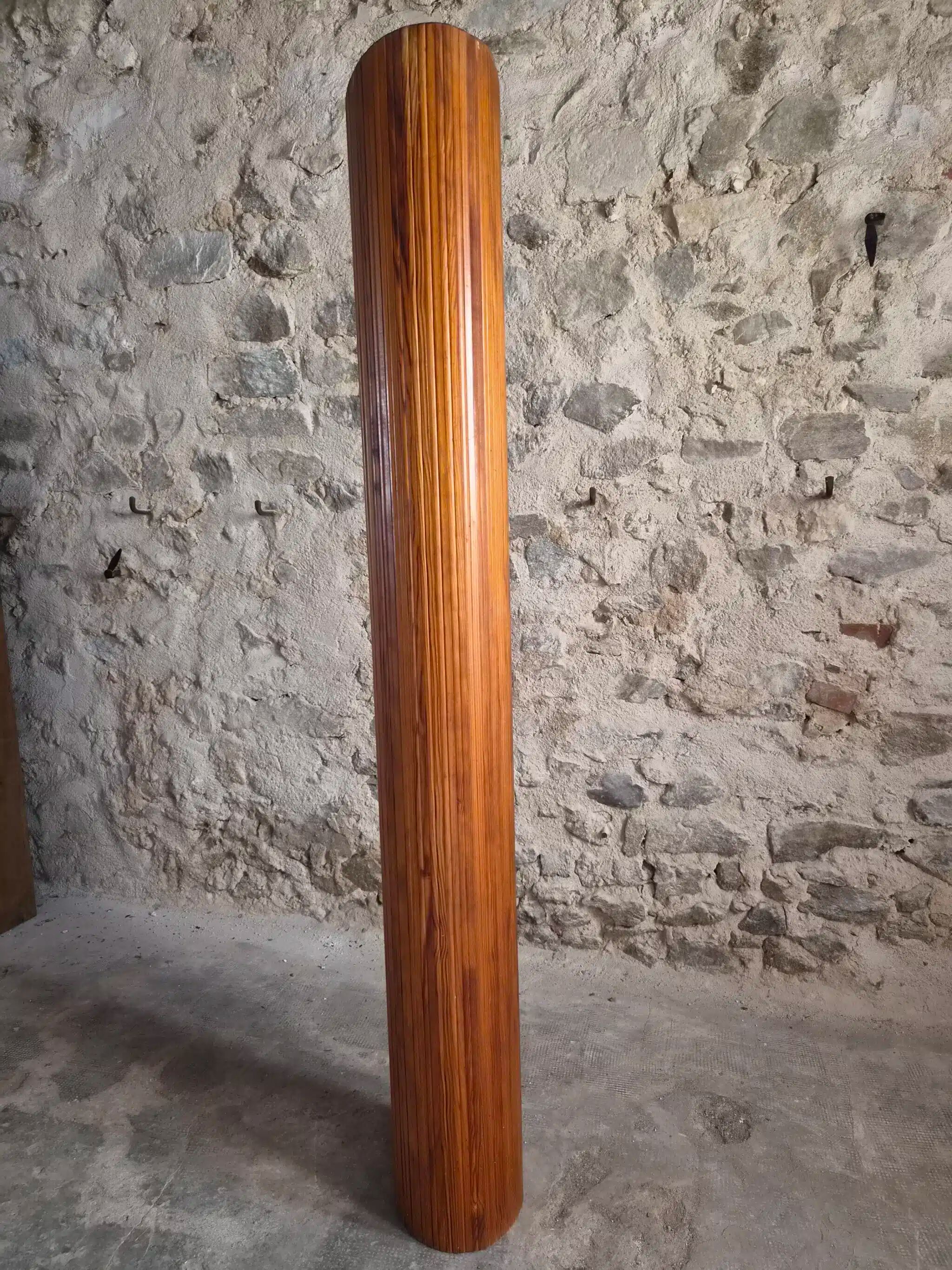 Large French folding screen in pine, room divider, 1950s, attributed to Baumann.