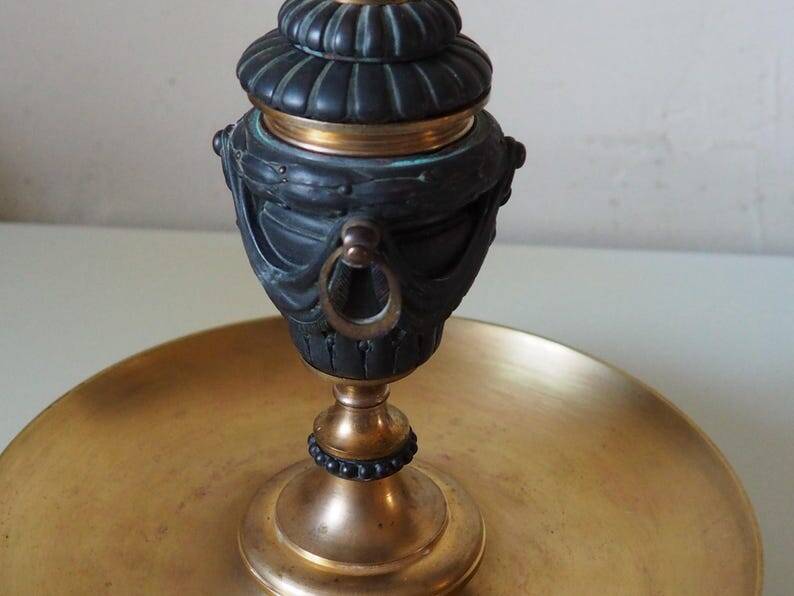 French antique crystal bronze and brass cornet soliflore vase from the early 1920s.