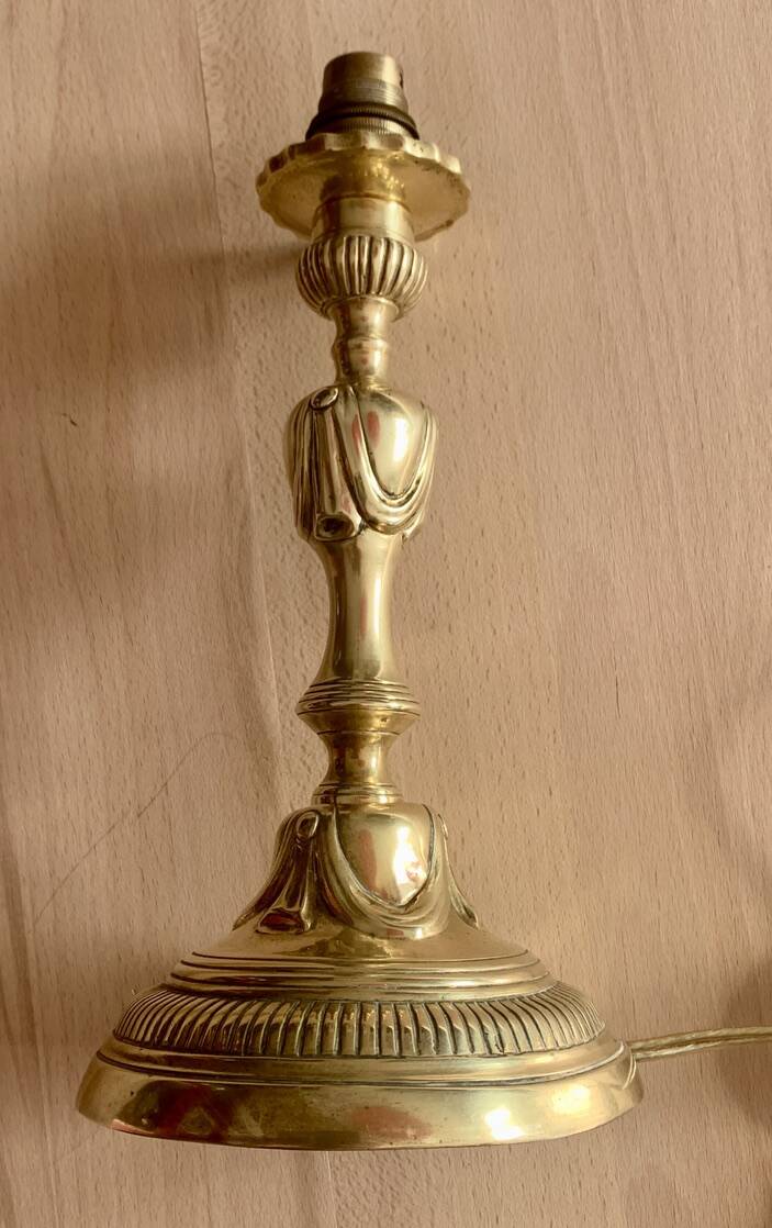 Bronze Lamp Base with Draped Decor Louis XVI Style