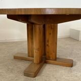 Large solid wood table 140 cm, vintage Scandinavian 70s design