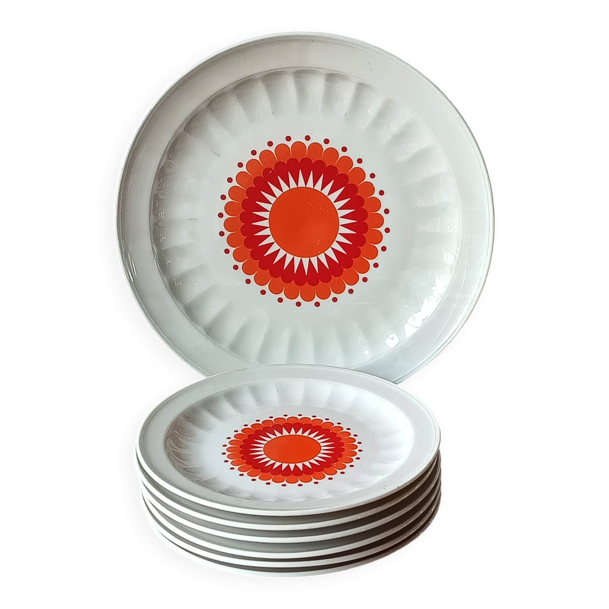 Service dessert, 6 plates and vintage porcelain dish from Germany.
