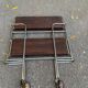 Folding serving cart in steel and mahogany wood on wheels, 70cm