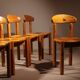 Six Dining Chairs in Pine Wood | Italy 1980s