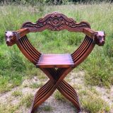 Carved wood Dagobert armchair
