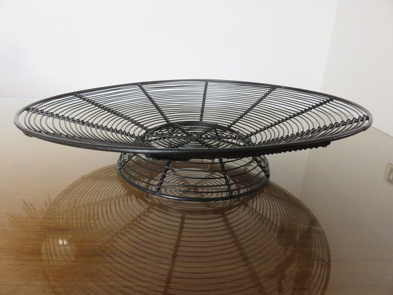 Modernist fruit basket, minimalist in black lacquered metal 1960