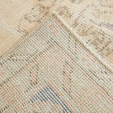 7x10 beige & navy blue vintage rug, 215x302cm