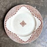 Longwy round dish in brown ironstone, "Andalous" service