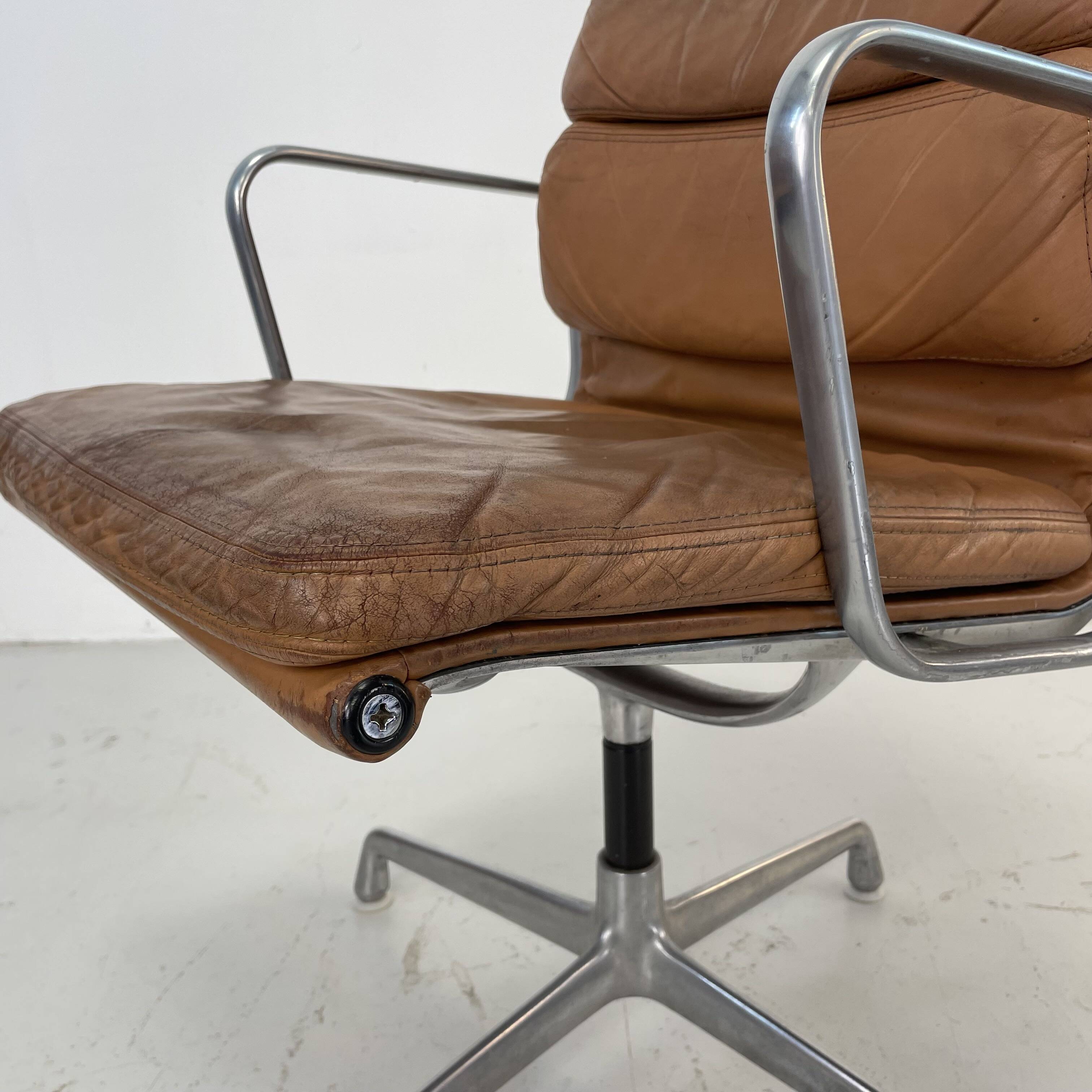 Eames Herman Miller tan / camel leather Soft Pad Group chair