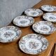 Set of 6 plates plus 1 in English porcelain, early 20th century