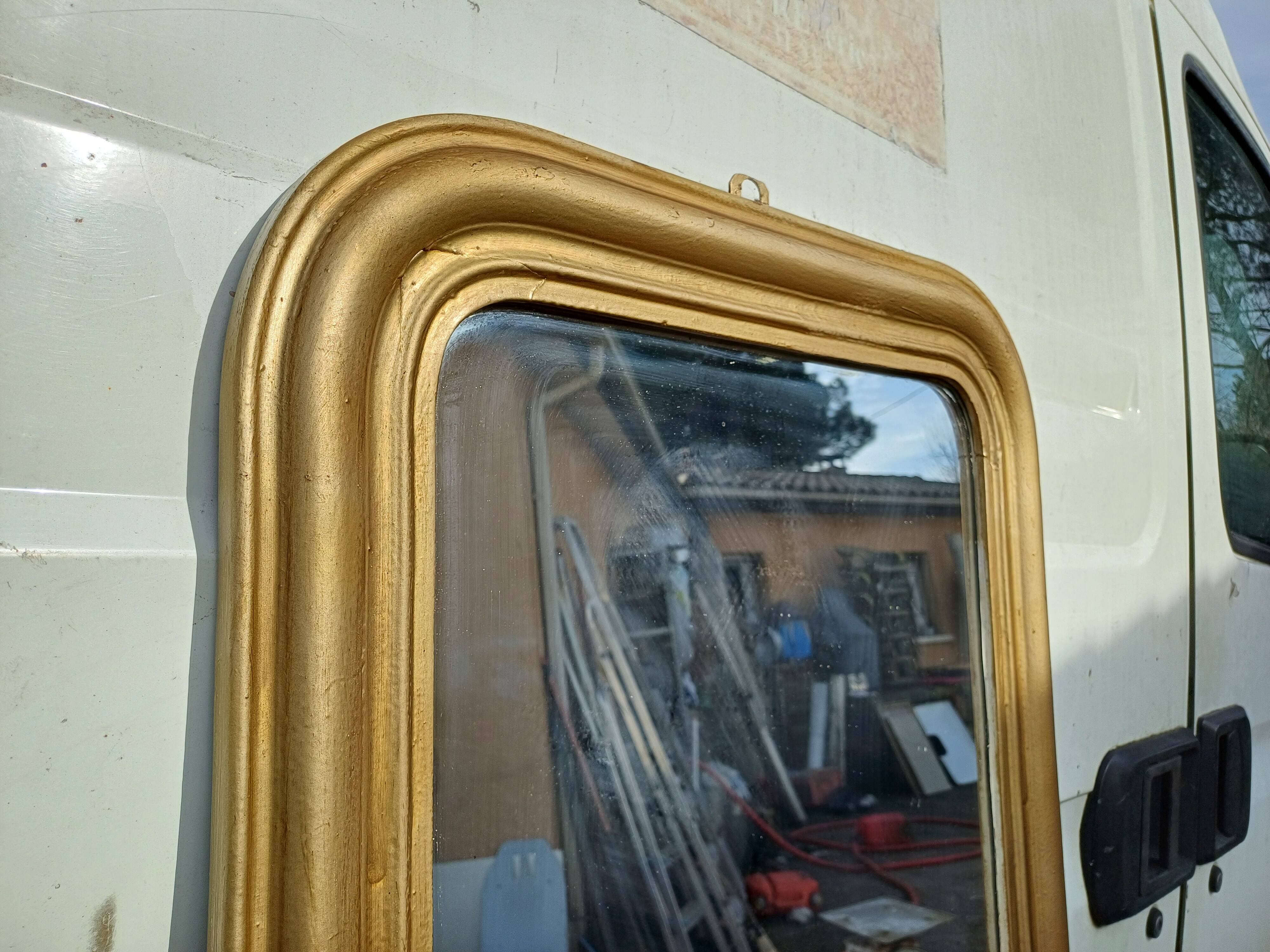 Napoleon III Mirror 19th Century Wood and Gilded Stucco