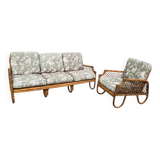 Canapé et fauteuil en rotin des années 70 Italie