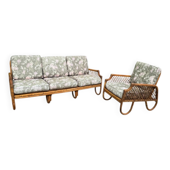 Rattan sofa and armchair from the 70s Italy