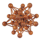 Vintage wooden atomic model, structural, Danish Scandinavian style, mid-century.