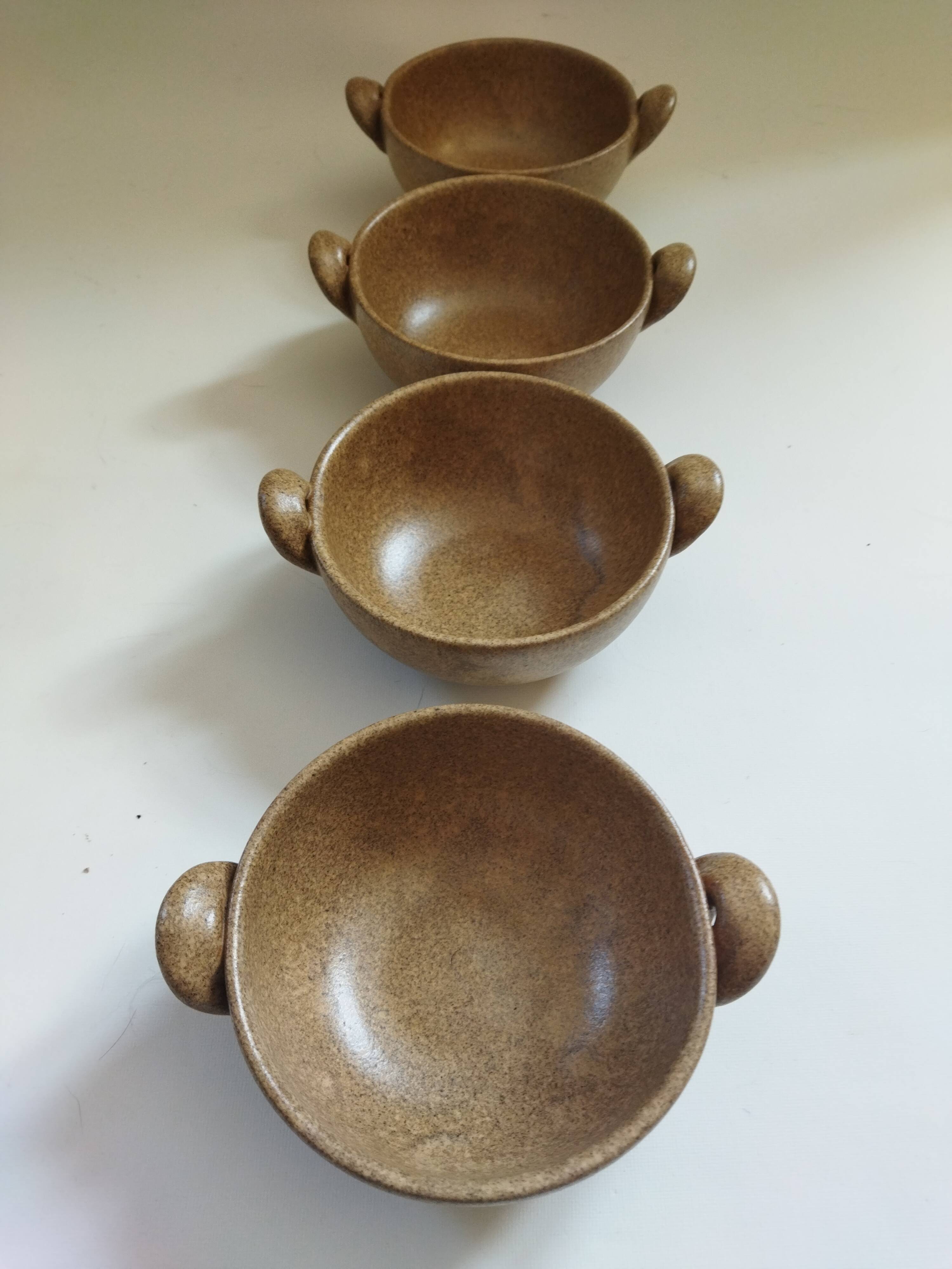 4 stoneware ear bowls