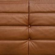 Three-seater Togo sofa in dark cognac leather by Michel Ducaroy for Ligne Roset.