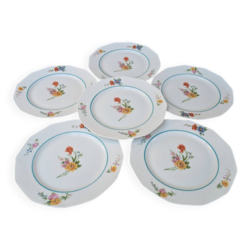 Set of 6 dessert plates with a floral bouquet pattern, 20.5cm.