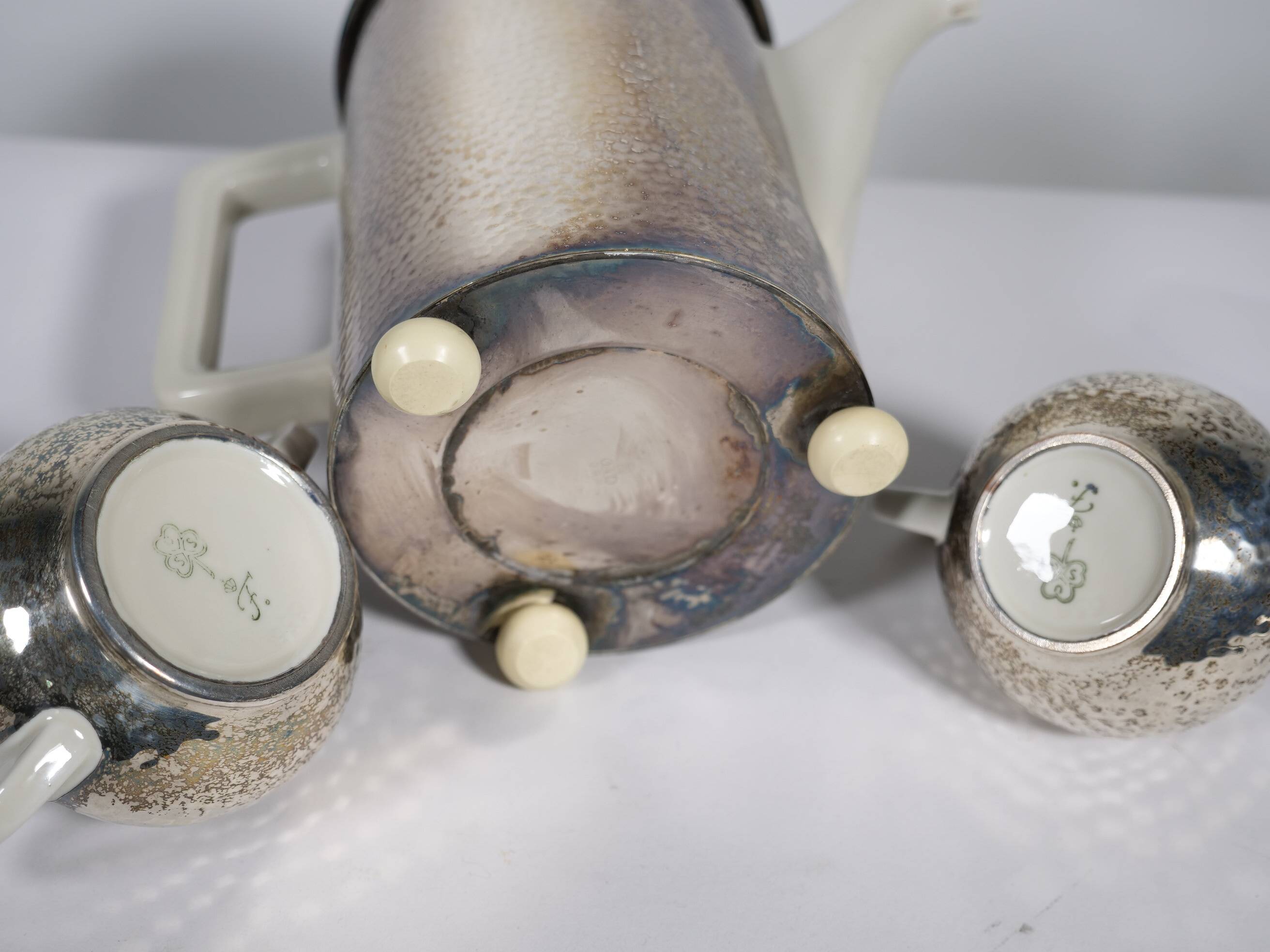 Art Deco Tea Set by Hutschenreuther with WMF Silver Plating, 1930s