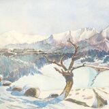 Watercolor signed by Mont Louis - Catalonia, 1934