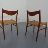 Set of Teak and Paper Cord Dining Chairs by Ejner Larsen for Glyngøre Stolefabrik, 1960s