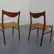 Set of Teak and Paper Cord Dining Chairs by Ejner Larsen for Glyngøre Stolefabrik, 1960s