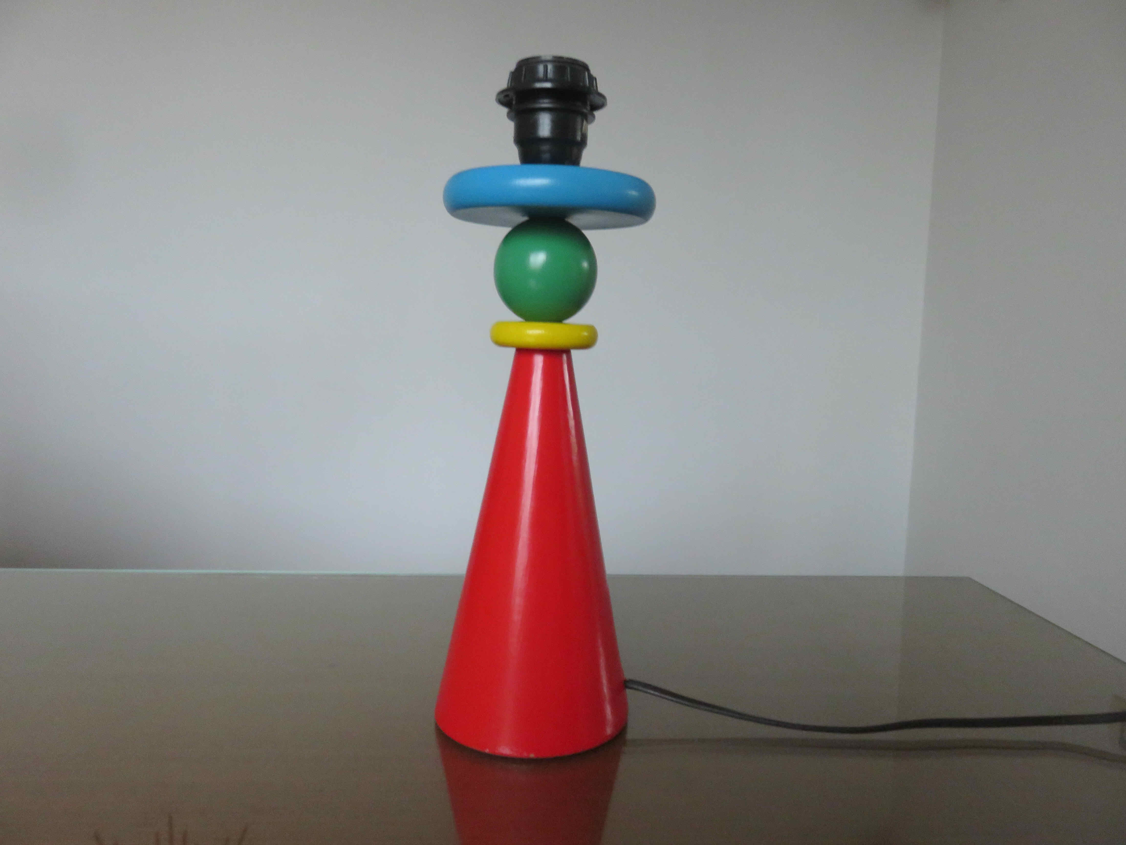 Wooden lamp " primary colors " 80s