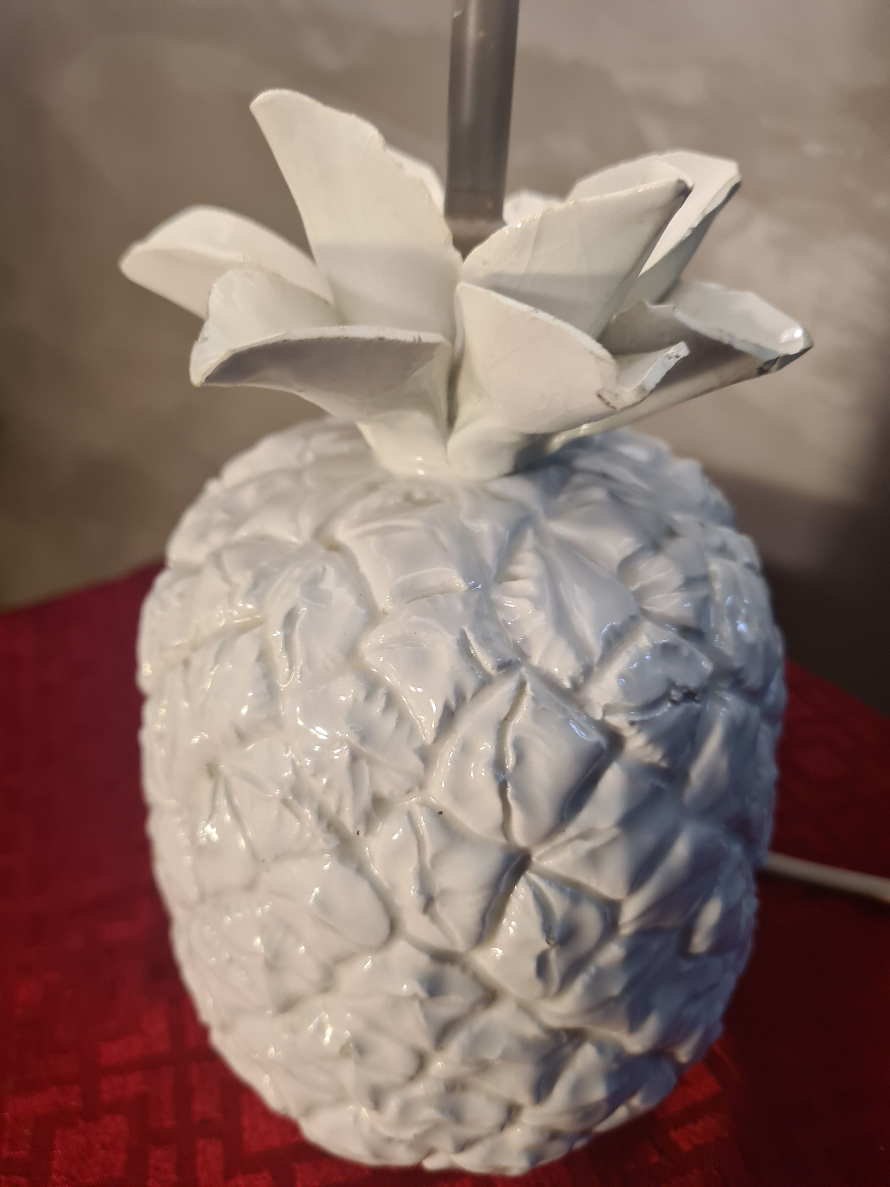 pineapple lamp 1960 white porcelain 38x16 very pretty model lampshade in l