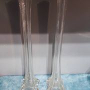 Paire de vases soliflores en verre ciselé vintage