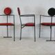 3 armchairs designs steel and leather, France, circa 1980