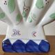 Tulip vase/bouquet holder in hand-painted earthenware