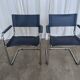 Set of 2 Vintage Mart Stam Style S34 Chair: Blue Leather, Bauhaus Design