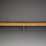 Long Oak wood Slatted Bench. 1970s