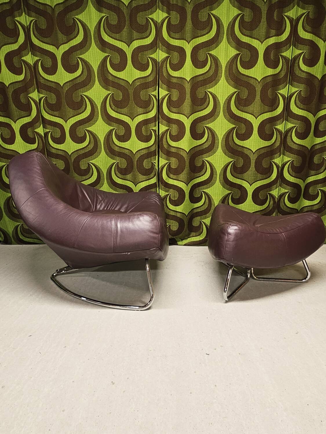 Chili leather armchair with ottoman by Paul Falkenberg