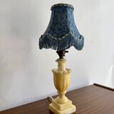 Small Vintage Table Lamp with Blue Shade