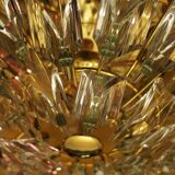 Stilkronen gold-plated brass and crystal glass chandelier, Italy 1970s