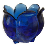 Cobalt blue molded glass vase shaped ball corolla vintage from the 60s