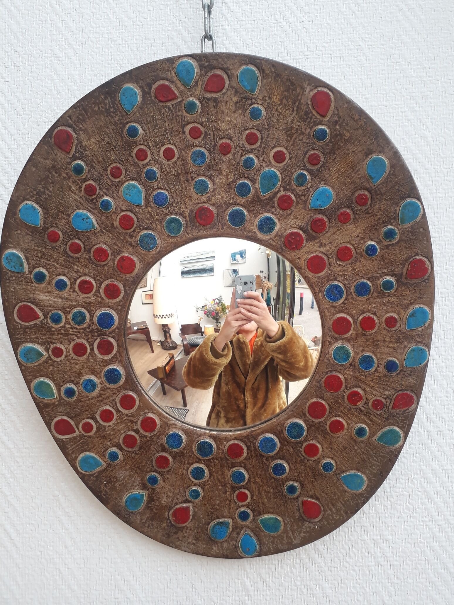 Witch mirror in resin and enamels