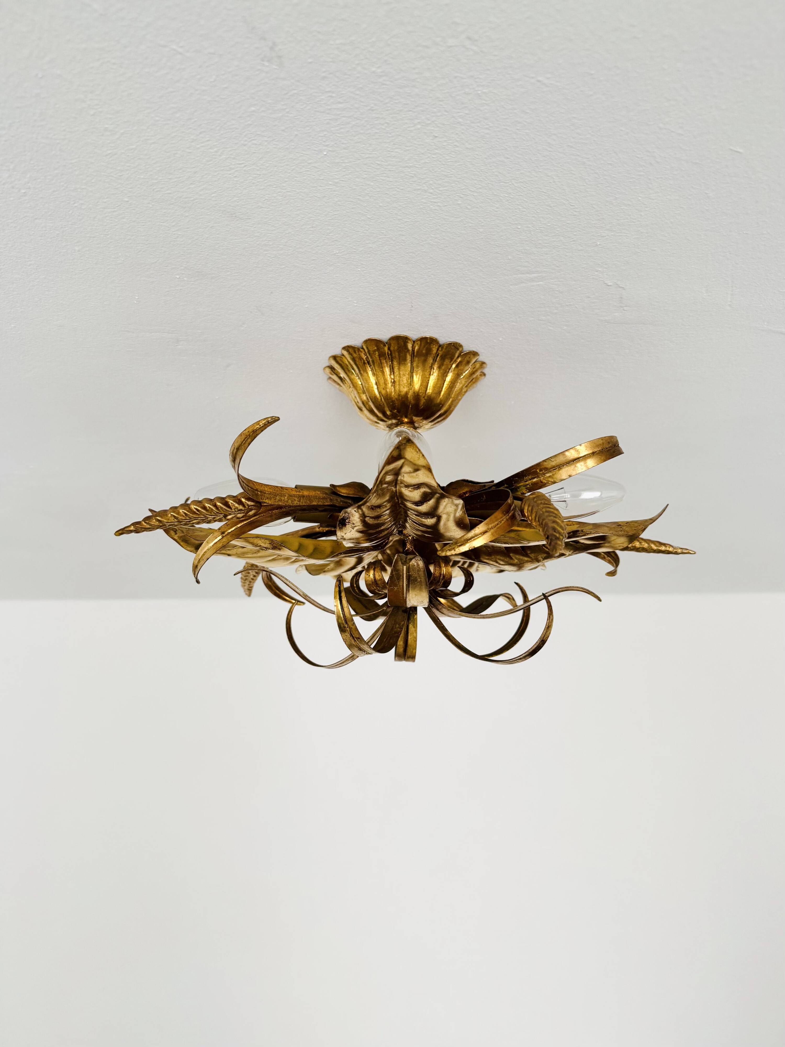 Golden Italian Hollywood Regency Chandelier by Hans Kögl