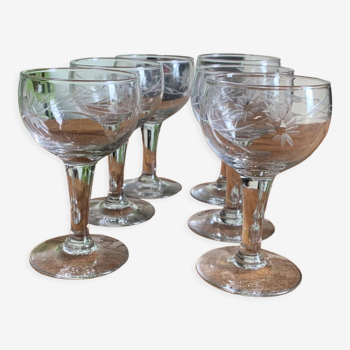 6 engraved balloon glasses