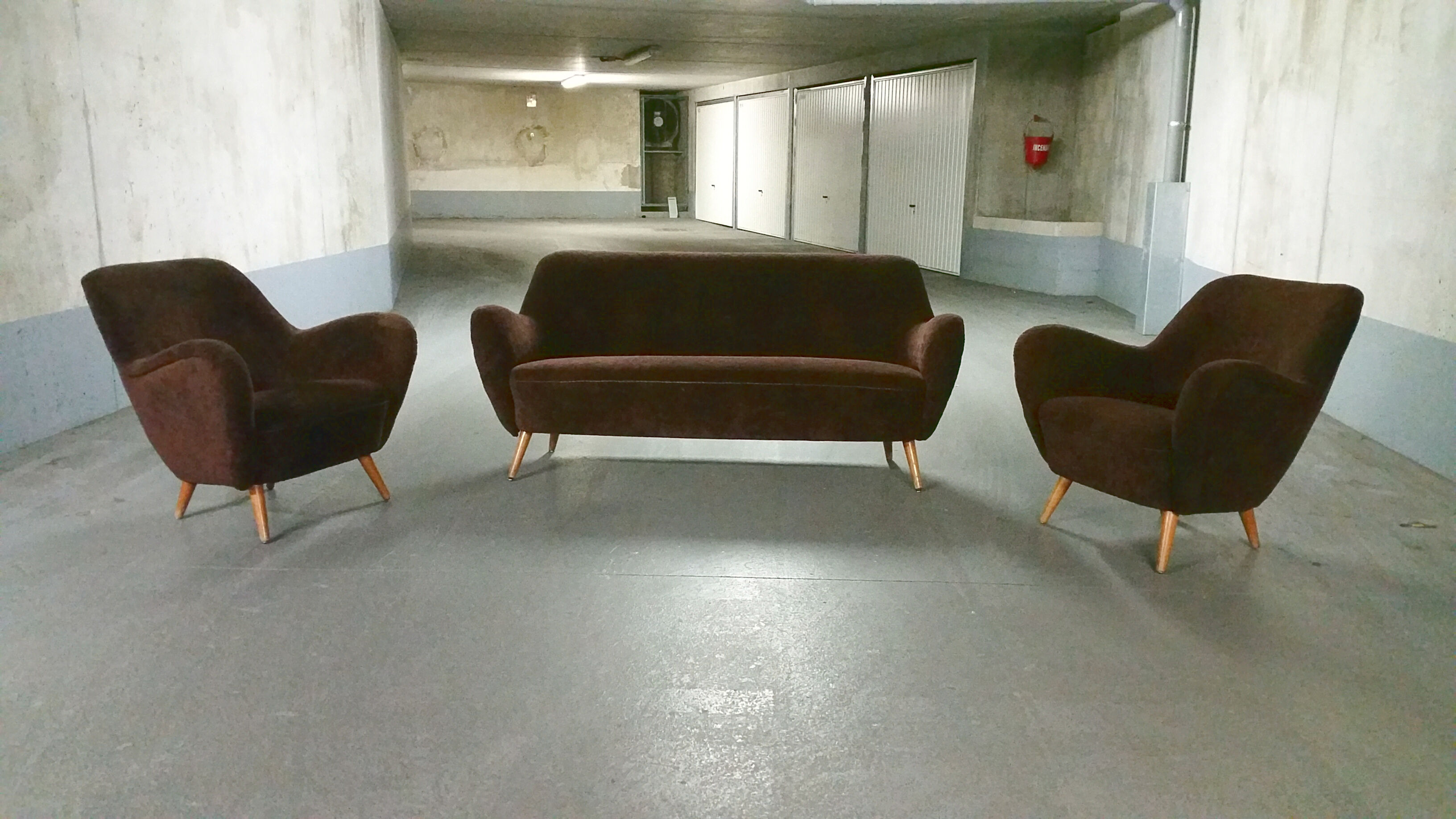 Salon canapé 2 fauteuils organic année 50