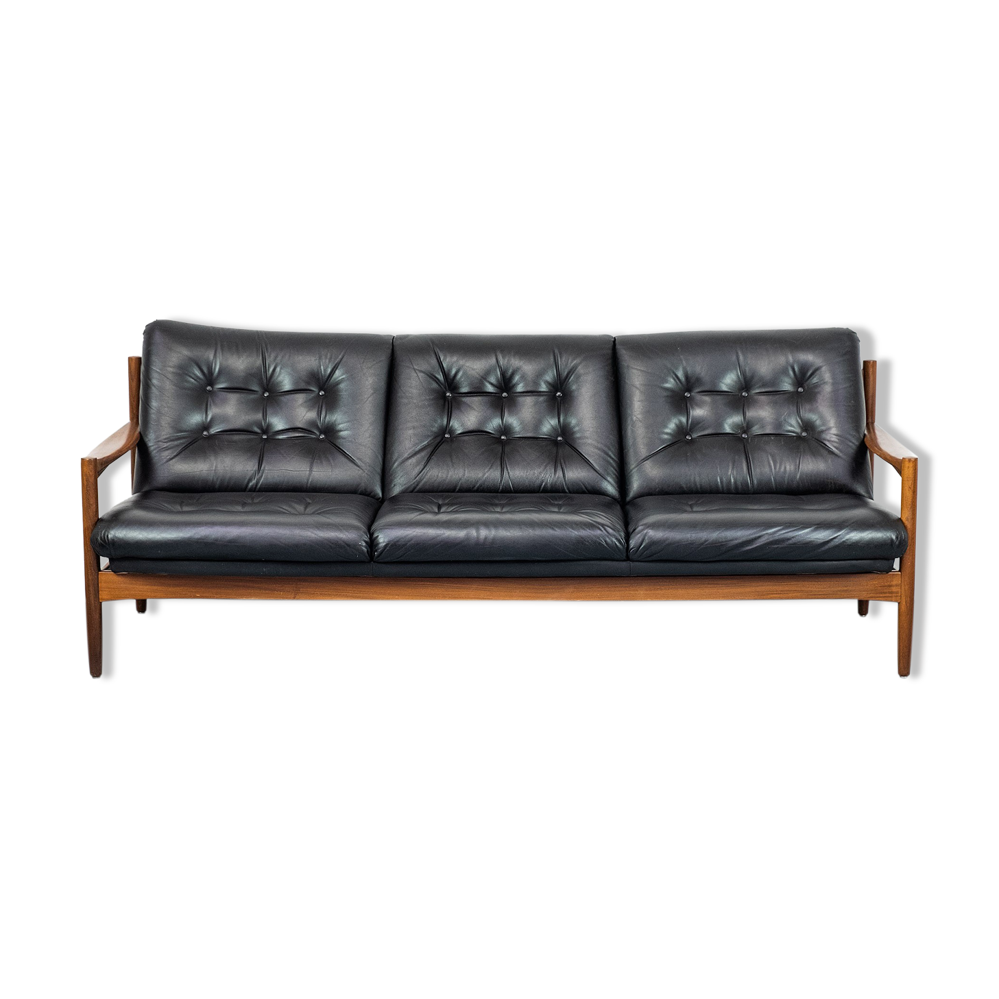 Midcentury leather lounge sofa 1960s