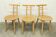 Set of 3 minimalist chairs in light wood, 1980s Italy