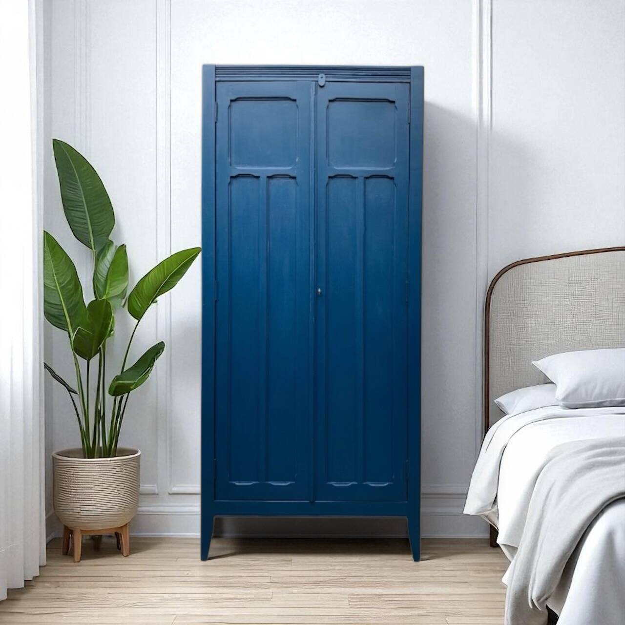 1940s Parisian blue paneled wardrobe