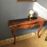 Wooden Console with Smoked Glass, 1950s