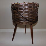 Wicker tripod sewing basket