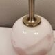 Table lamp in white and rose coloured glass designed by Michael Bang and manufactured by Holmegaard.