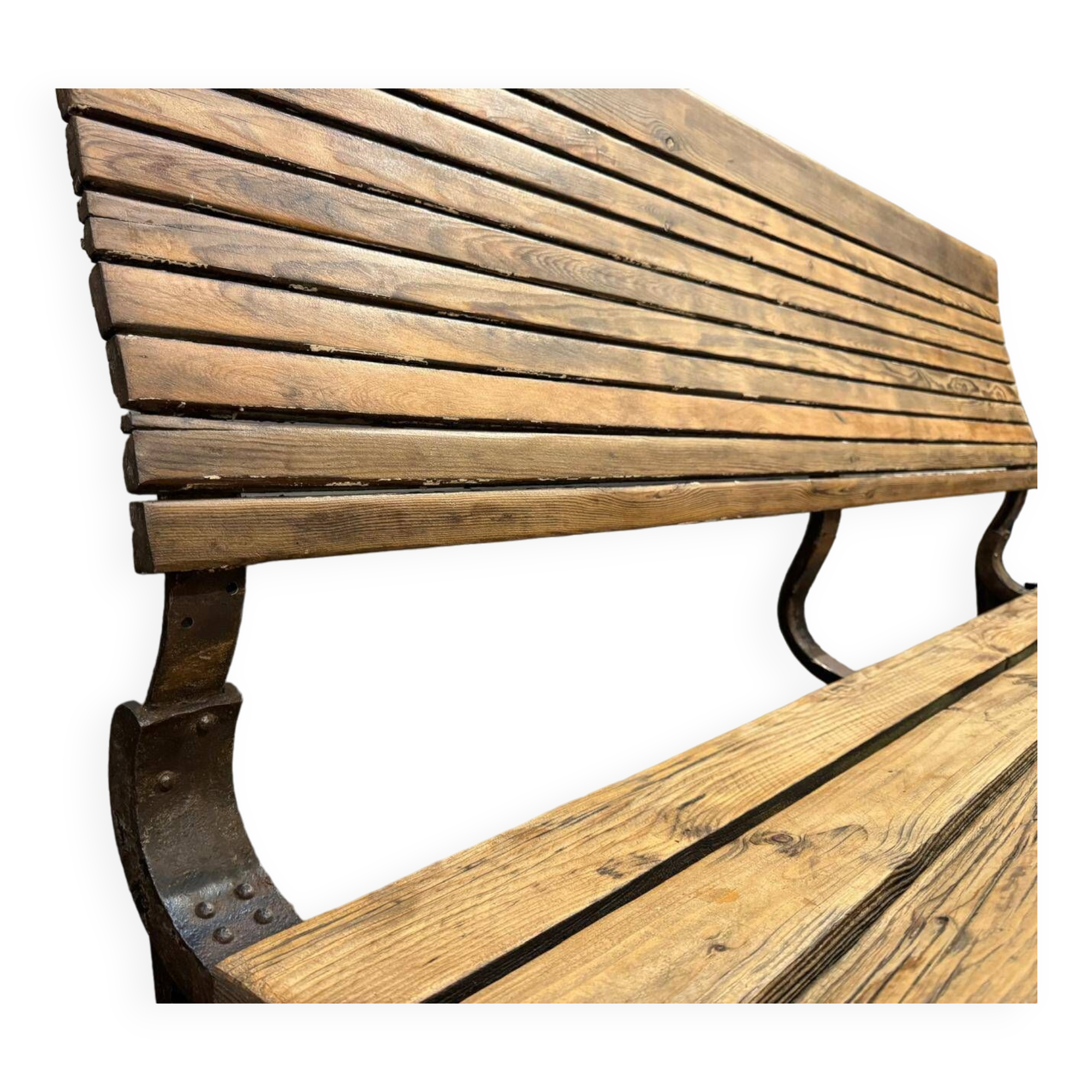 Industrial style metal and wood bench