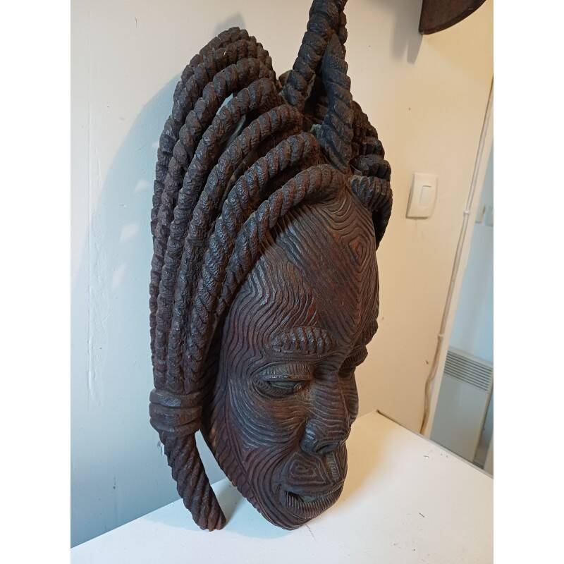 African wooden mask from Ivory Coast, Baoulé